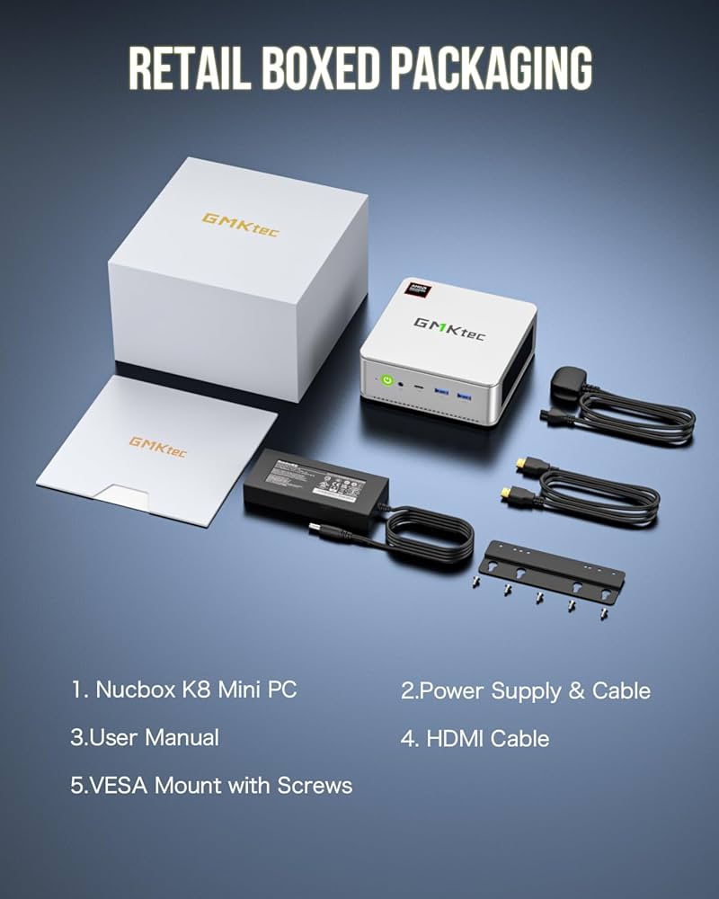 GMKtec ミニPC DDR5 USB 3.0 HDMI GMKtec Mini komputer gamingowy, AMD Ryzen 7 8845HS, Windows